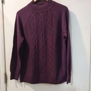 Cable mock Sweater deep purple